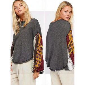 FREE PEOPLE We The Free Blossom Waffle-Knit Thermal Top Festival Boho Medium
